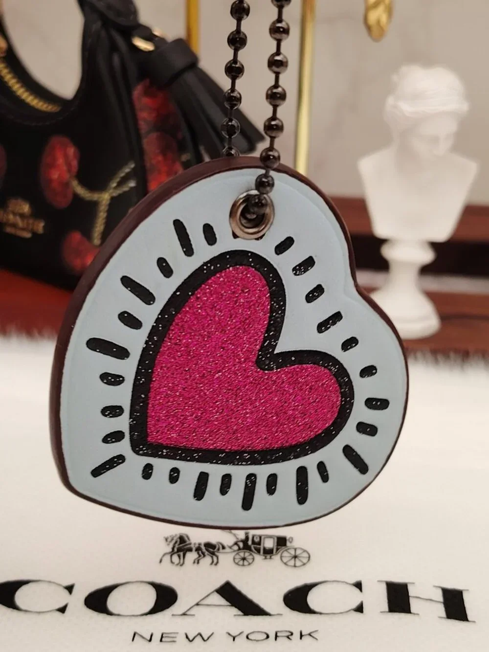 Coach heart bag charm purse charm_5